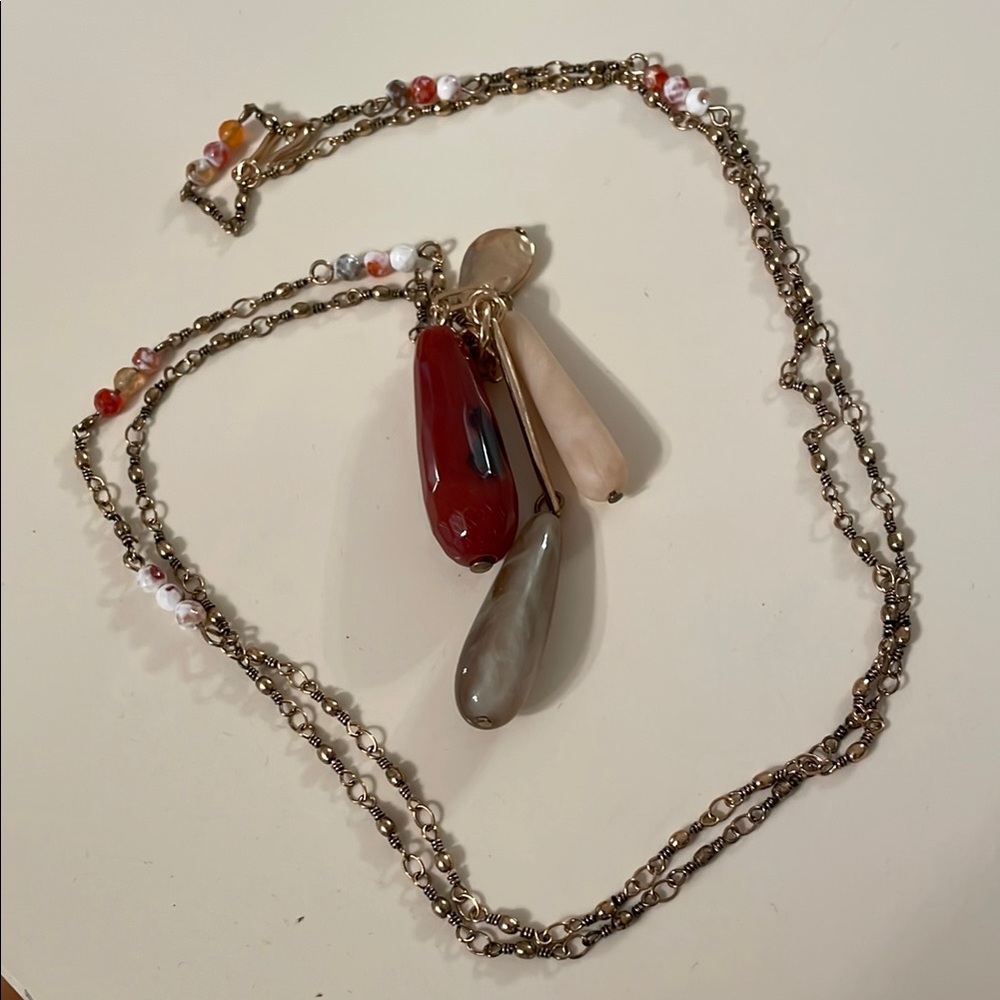Multi-Color Gemstones Boho Necklace can be worn two ways full length or as 16”